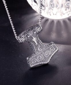 SINLEO Men's Stainless Steel Viking Norse Odin Thors Mjolnir Hammer Pendant Necklace 24inch Ball Chain Large 13 71Rtq8NAD3S