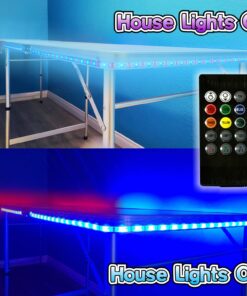 8-Foot Beer Pong Table w/Optional Cup Holes & LED Color-Changing Glow Lights - 11 Table Designs Available Black Erasable w/ Holes & LED Lights 12 71Rw L9eiL 2