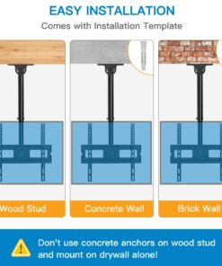 PERLESMITH Ceiling TV Mount for 26-65 inch Flat Screen Displays, Hanging Adjustable Ceiling TV Bracket Fits Most LCD LED OLED 4K TVs, Pole Ceiling Mount Holds up to 110lbs, Max VESA 400x400mm, PSCM2 25 71Rw r01E2L