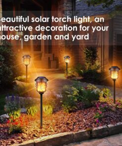 TomCare Solar Lights Metal Flickering Flame Solar Torches Lights Waterproof Outdoor Heavy Duty Lighting Solar Pathway Lights Landscape Lighting Dusk to Dawn Auto On/Off for Garden Patio Yard, 4 Pack Black 28 71RwzLRp2L