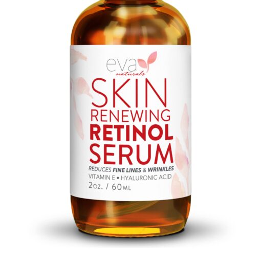 Eva Naturals Retinol Serum 2.5% For Face Anti Aging Serum with Hyaluronic Acid - Minimizes Fine Lines & Wrinkles, Improves Sun Damaged Skin and Fades Dark Spots - Vitamin A Serum (Double Size 2 oz) Regular 2 Fl Oz (Pack of 1)