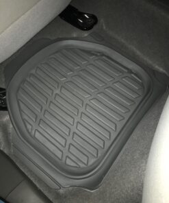 Motor Trend FlexTough Floor Mats for Cars, Gray Deep Dish All-Weather Mats, Waterproof Trim-To Fit Automotive Floor Mats for Trucks SUV, Universal Liner Car Accessories Full Set 52 71RywktuL