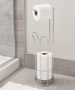iDesign Classico Metal Toilet Tissue Roll Reserve Organizer for Bathroom, Compact Organizer, Holds 4 Rolls of Toilet Paper, Chrome Set of 1 22 71S 3CSb hL