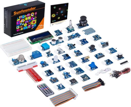 SunFounder 37 Modules Sensor Kit V2.0 for Raspberry Pi 4B 3 Model B+ 3B 2B B+ A+ Zero, GPIO Extension Board Jump Wires SensorV2.0