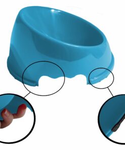 Love "N" Creatures - Mess Free Pet Food Dish - Boxer, Bulldog, Pug Puppy Feeding Bowl - Best for Flat Faced Puppies - Slanted Medium Puppy Size, Color Blue 9 71S kHe2 zL