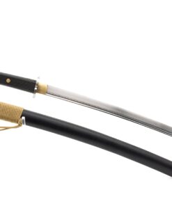 Alternative view of Handmade Sword - Tactical Manganese Steel Samurai Katana and Wakizashi Sword, Manganese Steel, Wood Scabbard Covered with Fiberglass, Black Tactical Manganese Steel Wakizashi