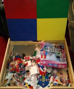 KidKraft 2-in-1 Reversible Top Activity Table with 200 Building Bricks and 30-Piece Wooden Train Set, Natural, Gift for Ages 3+ 56 71S sNILA5L