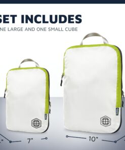 Compression Packing Cubes for Travel - Luggage and Backpack Organizer Packaging Cubes for Clothes (White and Green, 2 Piece Set) 2Piece White and Green 32 71S1EyAyQZL