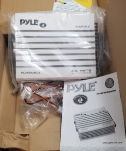 Pyle Hydra Marine Amplifier - Upgraded Elite Series 400 Watt 4 Channel Audio Amplifier - Waterproof, Dual MOSFET Power Supply, GAIN Level Controls, RCA Stereo Input & LED Indicator (PLMRA400) 29 71S27COgRcL