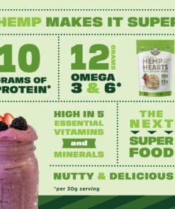 Organic Hemp Hearts, 12oz; 10g Plant Based Protein and 12g Omega 3 & 6 per Srv | Smoothies, yogurt & salad | Non-GMO, Vegan, Keto, Paleo, Gluten Free | Manitoba Harvest 12 Ounce (Pack of 1) 18 71S2gn8R0JL