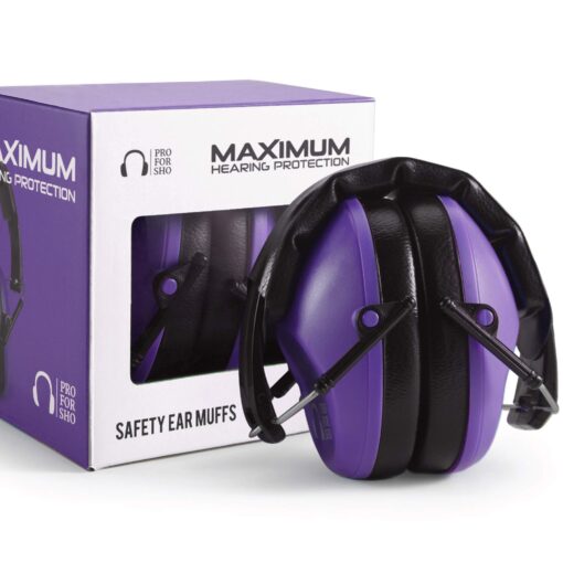 Pro For Sho 34dB Shooting Ear Protection - Special Designed Ear Muffs Lighter Weight & Maximum Hearing Protection Standard Purple