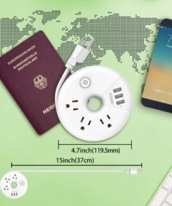Alternative view of Travel Power Strip, NTONPOWER 3 Outlets 3 USB Portable Desktop Charging Station Short Extension Cord 15 inches for Office, Home, Hotels, Cruise Ship, Nightstand, White