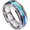 DOUX 8mm Tungsten Carbide Ring for Men 0pal Wood Inlay Wedding Band Comfort Fit Blue 10 27 71S4jFm0rjL