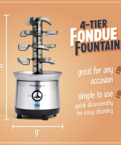 Nostalgia 4 Tier Electric Chocolate Fondue Fountain Machine for Parties - Melts Cheese, Queso, Candy, and Liqueur - Dip Strawberries, Apple Wedges, Vegetables, and More - 32-Ounce - Stainless Steel Original 24 71S5SSvlu L