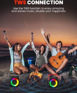 Karaoke Machine with Two Wireless Microphones, Portable Karaoke Machine for Adults & Kids, Portable Bluetooth Speaker with PA System, LED Lights, Supports TF Card/USB, AUX in, FM, USB,TWS (Red) red 19 71S5roox4HL