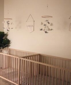 Sorrel + Fern Baby Crib Mobile (Birds and Clouds) - Felt Nursery Ceiling Decoration and Baby Shower for Girls & Boys - Grey & White Birds & Clouds 49 71S7s0t9laL