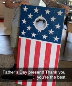 GoSports Flag Series Wood Cornhole Sets – Choose American Flag or State Flags – Includes Two Regulation Size 4 ft x 2 ft Boards, 8 Bean Bags, Carrying Case and Rules America 50 71S9bEEVJsL