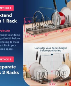 Pot Lid Holder 12+ Adjustable Dividers by BTH Expandable Pan and Pot Lid Organizer Rack for Cabinet – Heavy Duty Pot Lid Organizer for Kitchen Under Sink Drawer Pantry Storage (5.5"W, Dark Grey) LID HOLDER 5.5"W (DARK GREY) 25 71S9rZK7HQL
