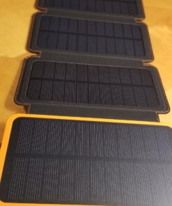 Hiluckey Solar Charger 25000mAh, Outdoor USB C Portable Power Bank with 4 Solar Panels, 3A Fast Charge External Battery Pack with 3 USB Outputs Compatible with Smartphones, Tablets, etc. Orange 63 71SB1milvDL