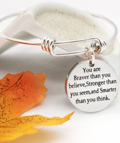 lauhonmin You are Braver Stronger Smarter than you think Inspirational Expandable Bangle Bracelet Women Base Color Alloy 23 71SEL0OXjUL