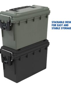 Sheffield 12629 Field Box, Ammo Storage Can and Water Resistant Ammo Can, Bullet Case Designed for Pistol, Rifle, or Shotgun Ammo Storage, Stackable and Lockable Ammo Box, Made in The USA, Black 42 71SF5d1koAL