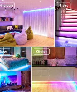 32.8ft Smart RGB LED Strip Lights, Music Sync Color Changing LED Lights Strip for TV Room Tiktok Party Work with Alexa Google Home, Remote, Voice Activated, APP Control (16.4ft+16.4ft) 2 X 16.4FT Remote, Voice Activated, APP Colorful 8 71SFElKnUTL