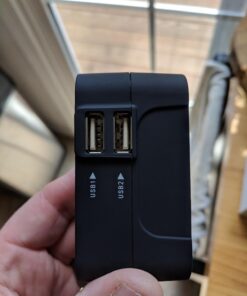 Travel Adapter, JOOMFEEN Worldwide All in One Universal Power Wall Charger AC Power Plug Adapter with Dual USB Charging Ports for USA EU UK AUS Cell Phone Laptop (Black) Black 58 71SFKu9TOlL