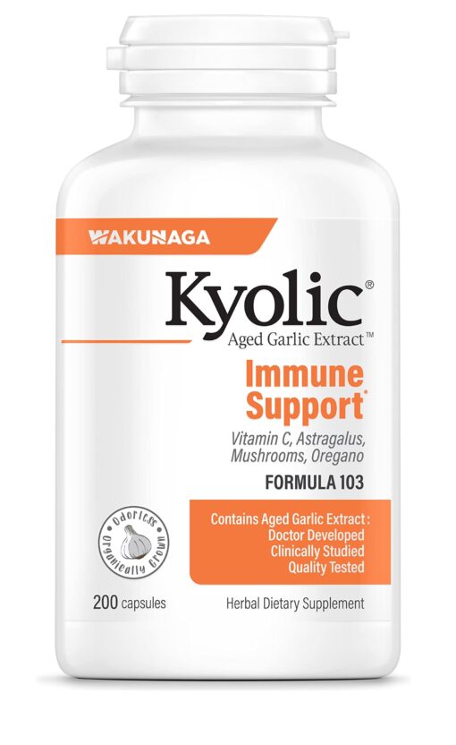 Kyolic Aged Garlic Extract Formula 103 Immune Support, 200 Capsules (Packaging May Vary)