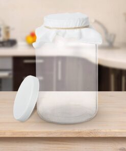 1 Gallon Glass Kombucha Jar - Home Brewing and Fermenting Kit with Cheesecloth Filter, Rubber Band and Plastic Lid - By Kitchentoolz 17 71SIB4b1xCL