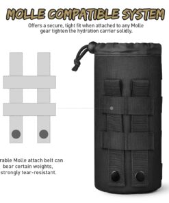 Gonex Tactical MOLLE Water Bottle Pouch, Drawstring Open Top & Mesh Bottom Travel Water Bottle Bag Hydration Carrier Black 29 71SJKlS8E6L 2