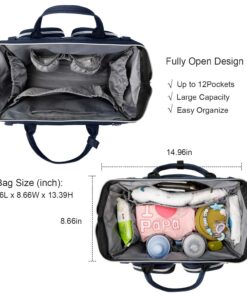 Alternative view of Diaper Bag Tote with Stroller Straps and Changing Pad Large Blue