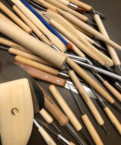 Arteza Pottery & Polymer Clay Tools, 42-Piece Sculpting Set, Steel Tip Tools with Wooden Handles, for Pottery Modeling, Smoothing, Carving & Ceramics 36 71SK81PgzNL