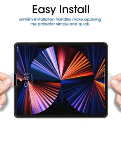 amFilm (2 Pack for iPad Pro 12.9 (2022, 2021, 2020, 2018) Glass Screen Protector for iPad Pro 12.9 inch, Tempered Glass, Ultra Sensitive, Face ID and Apple Pencil Compatible 23 71SKcsZ5tPS