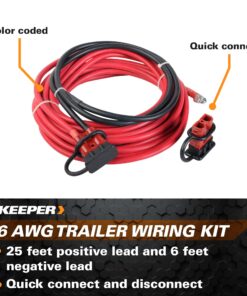 HAMPTON PROD Keeper - 6 AWG Trailer Wiring Kit - 25’ and 6’ with Quick Connect for KT and KU Winches 6 71SLasdnDL