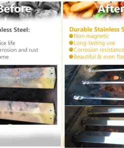 Hisencn Replacement Parts for Chargriller 3001, 3008, 3030, 4000, 5050, 5252 Gas Grill, Burner Tube, Heat Plate, Porcelain Cast Iron Cooking Grates, Ignitor for Chargriller 3 Burner Gas Grill Silver 14 71SME4yI8FL