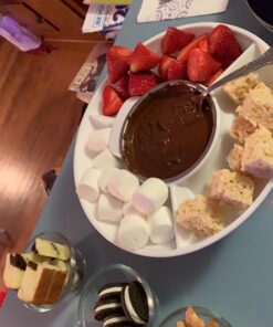 Electric Fondue Maker Deluxe Set w 4 Forks, Removable Serving Tray & Melting/Warming Setting - Great for Dipping Snacks Marshmallows Bread in Chocolate, Caramel, Cheese, Sauce - Appetizers & Desserts 29 71SNBKEUgLL