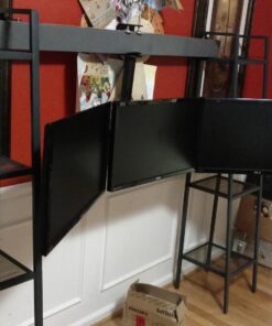 Mount-It! Triple Monitor Mount | 3 Monitor Desk Stand | Fits Three Computer Screens 19 20 21 22 23 24 Inches | C-Clamp Base | Heavy Duty Full Motion Tri Arms | VESA 75 100 Compatible up to 24 inches 60 71SOX0MPdxL