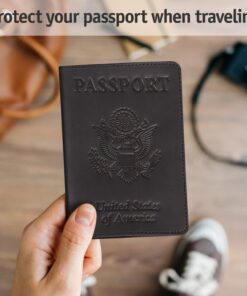 Shvigel Leather Passport Cover - Holder - for Men & Women - Passport Case (Black Vintage) Black Vintage 13 71SRz LJGfL