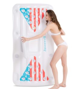 Alternative view of Jasonwell Beer Pong Pool Float - Inflatable Pool Beer Pong Table Party Pool Games Accessories for Adults 6 Feet Inflatable Pool Lounge Raft Toys with Cooler and 8 Pong Balls
