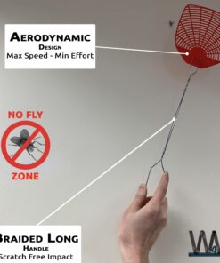 Bug & Fly Swatter – Braided Metal Handle 6 Pack Fly Swatters – Indoor/Outdoor – flyswatter 18 inch - Set of 6 19 71STxU2opjL