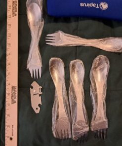 Tapirus 5 Spork Of Steel Utensils Set | Durable & Rust Proof Stainless Steel | Spoon, Fork & Knife Flatware | For Camping, Fishing, Hunting & Outdoor Activities | With Bottle Opener & Carrying Case 49 71SVud5fVWL