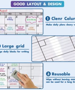 Dry Erase Monthly Extra Large White board Calendar for Wall, 38" by 50", Jumbo Laminated Erasable One Month Whiteboard Calendar, Huge Oversized Blank 30-Day Poster with Lines and Squares 25 71SWM6lBML