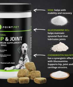 POINTPET Glucosamine for Dogs - Hip & Joint Supplement - Dog Mobility Soft Chews with Chondroitin & MSM - Dog Supplement with Omega 3, Vitamin C & E for Hips and Joints 120cnt 120 Soft Chews 22 71SWoh33HVL