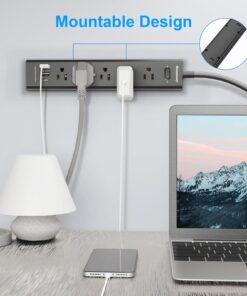 2 Pack Power Strip Surge Protector-5 Widely Spaced Outlets 3 USB Ports(1 USB C Port),1250W/10A with 5Ft Extension Cord, Power Strips with Surge Protection, Wall Mount for Home Office,Black 2PCK 21 71SdoHnyFML