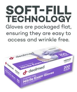 Dealmed Nitrile Medical Grade Exam Gloves, Disposable, Latex-Free, Medium (200 ct.) Medium (Pack of 200) Purple (Pack of 1) 24 71Sef8IevsS