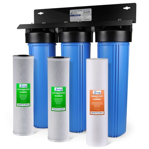 iSpring WGB32B 3-Stage Whole House Water Filtration System w/ 20-Inch Sediment and Carbon Block Filters Water Filter