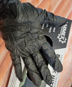 AMMEX Black Nitrile Exam Gloves, Box of 100, 3 Mil, Size Large, Latex Free, Powder Free, Textured, Disposable, Non-Sterile, Food Safe, ABNPF46100BX Large (Pack of 100) Beaded Cuff 28 71Sgja7N8DL