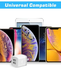 X-EDITION Wall Charger,4-Pack 2.1A Dual Port USB Power Adapter Plug Charging Block Cube for Phone 8/7/6 Plus/X, Pad, Samsung Galaxy S5 S6 S7 Edge,LG, Android (White) White 28 71SgpIWVPVL