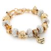 Long Way® Gold Plated Snake Chain Glass Beads I Love You Charm Beaded Bracelets for Women Yellow 33 71SgzR9O35L