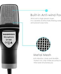 SOONHUA Condenser Microphone,Computer Microphone, 3.5MM Plug and Play Omnidirectional Mic with Desktop Stand for Gaming,YouTube Video,Recording Podcast,Studio,for PC,Laptop,Tablet,Phone 24 71SjVffSPjL